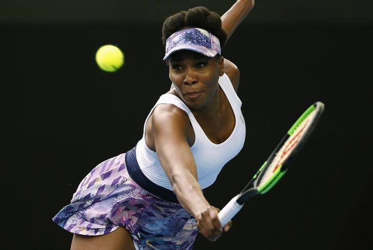 Tennis - Australian Open - Melbourne Park, Melbourne, Australia - 20/1/17 Venus Williams of the U.S hits a shot during her Women's singles third round match against China's Duan Ying-Ying. REUTERS/Issei Kato
