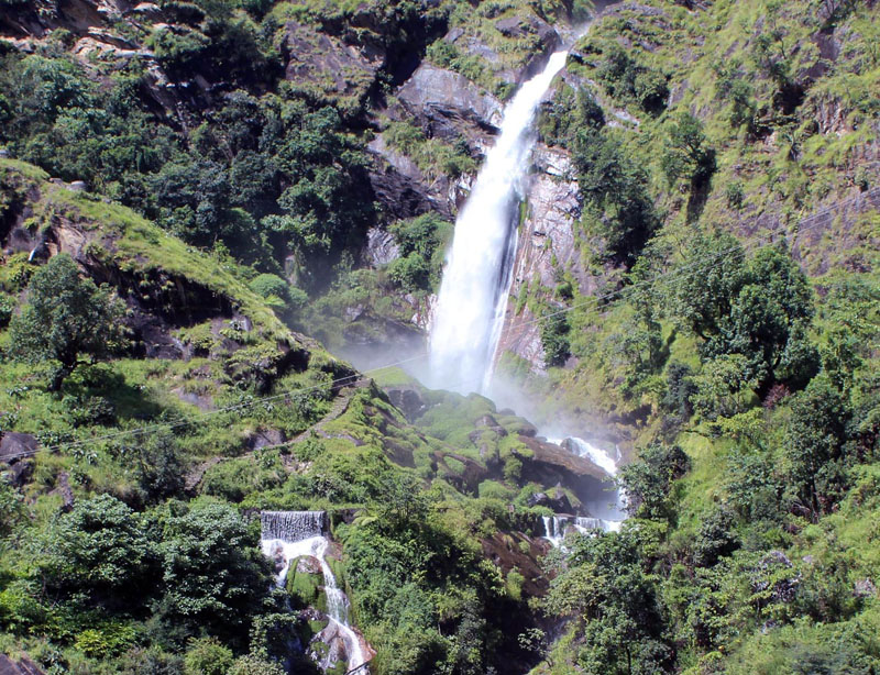 A waterfall is seen in Syange of Lamjung district, on Friday, January 20, 2017. Photo: RSS