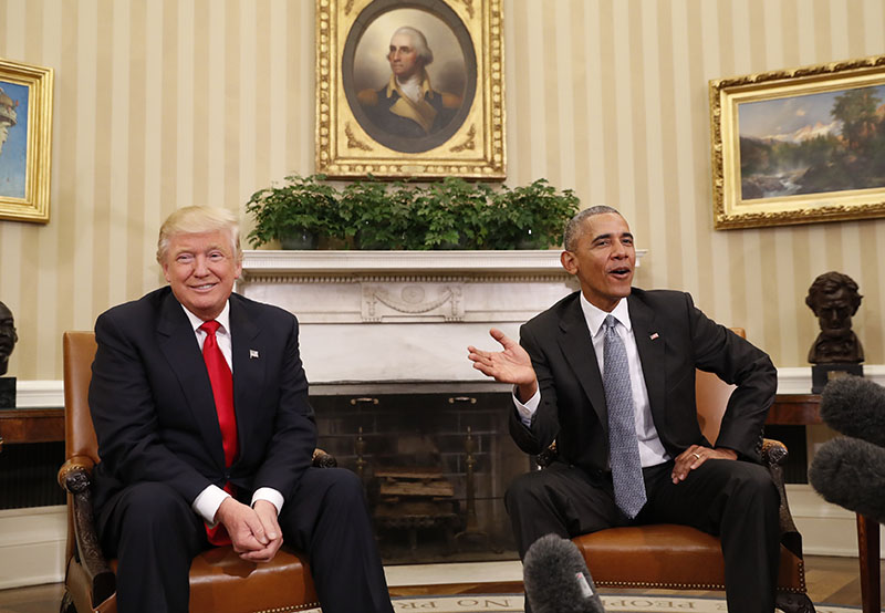 FILE - President Barack Obama meets with President-elect Donald Trump in the Oval Office of the White House in Washington, on Thursday, November 10, 2016. Photo: AP