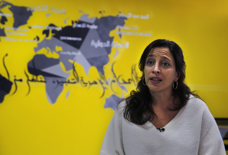 Lynn Maalouf, deputy director of research at Amnesty International Middle East and North Africa, speaks during an interview with The Associated Press in Beirut, Lebanon, Monday, Feb. 6, 2017. Photo: AP