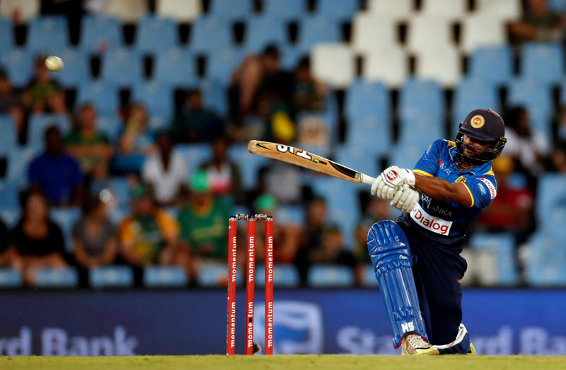 Sri Lanka's batsman Asela Gunaratne plays a shot. Photo: Reuters