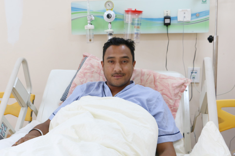Nepal's national cricket team skipper Paras Khadka the Grande International Hospital in Dhapasi of Kathmandu, on Sunday, February 19, 2017. Courtesy: Raman Shiwakoti