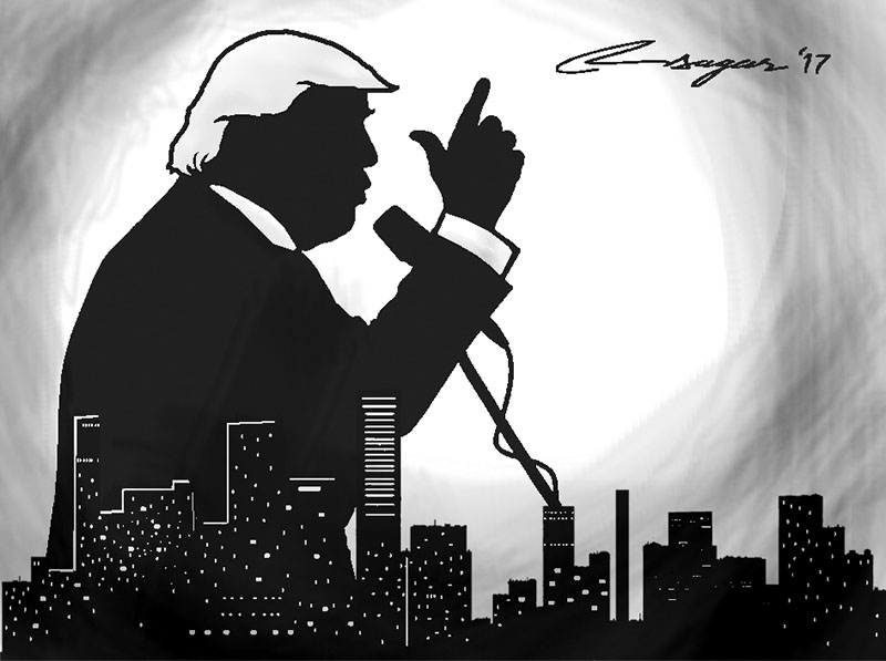 Donald Trump. Illustration: Ratna Sagar Shrestha/THT