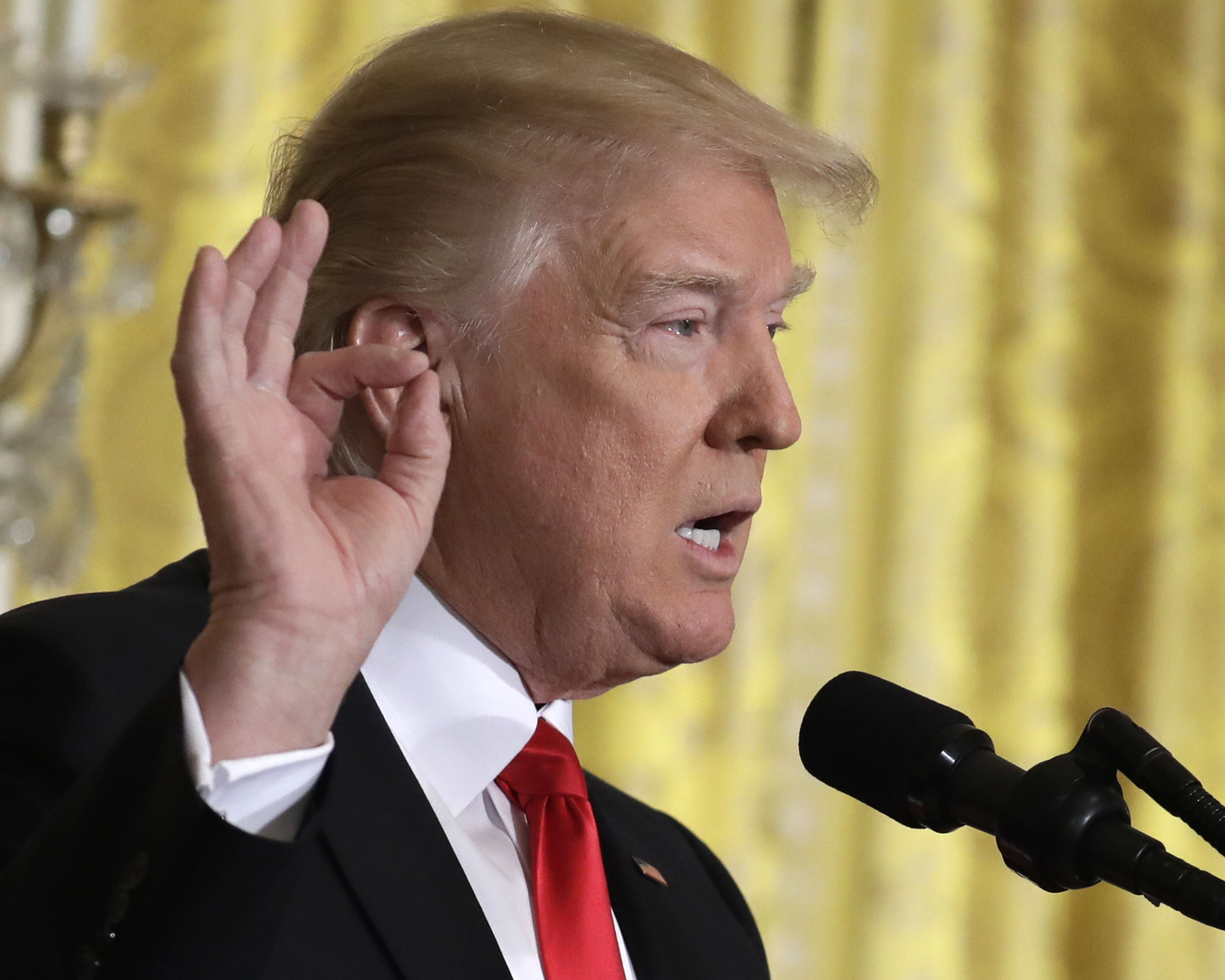 President Donald Trump speaks during a news conference, in the East Room of the White House in Washington, on February 16, 2017. Photo: AP