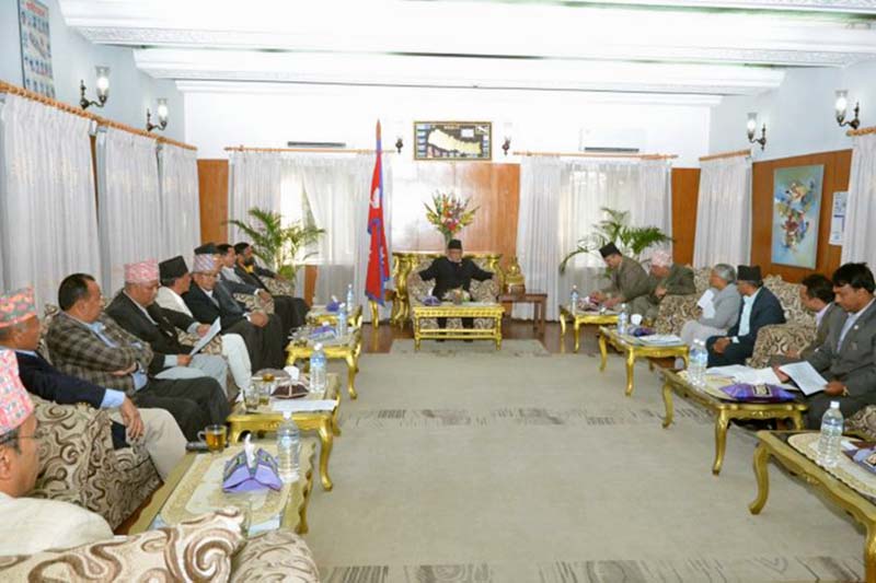 Prime Minister Pushpa Kamal Dahal among other ministers hold a Cabinet meeting at the PM's residence, in Baluwatar on Thursday, February 9, 2017. Photo Courtesy: PM's Secretariat