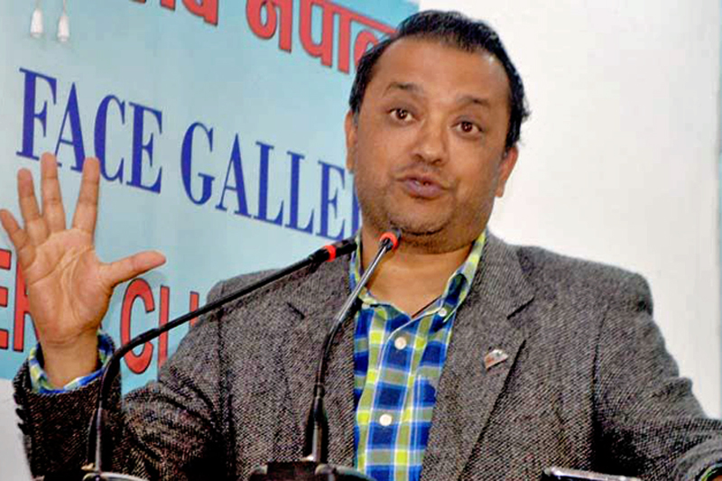 Minister for Health Gagan Kumar Thapa speaks at an interaction organised by the Reporter's Club in Kathmandu, on Monday, February 27, 2017. Photo: Reporter's Club Nepal