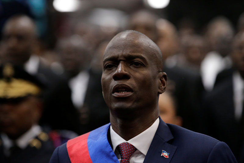 Haitian President Jovenel Moise sings the national anthem during the Inauguration ceremony in Port-au-Prince, Haiti, on February 7, 2017. Photo: Reuters