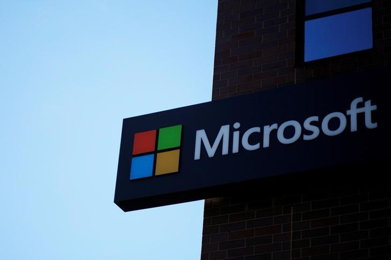 A sign marks the Microsoft office in Cambridge, Massachusetts, US, on January 25, 2017. Photo: Reuters