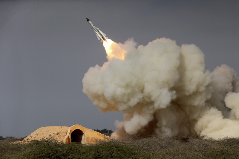 FILE -- In this Dec. 29, 2016 file photo, released by the semi-official Iranian Students News Agency (ISNA), a long-range S-200 missile is fired in a military drill in the port city of Bushehr, on the northern coast of Persian Gulf, Iran. Photo: AP