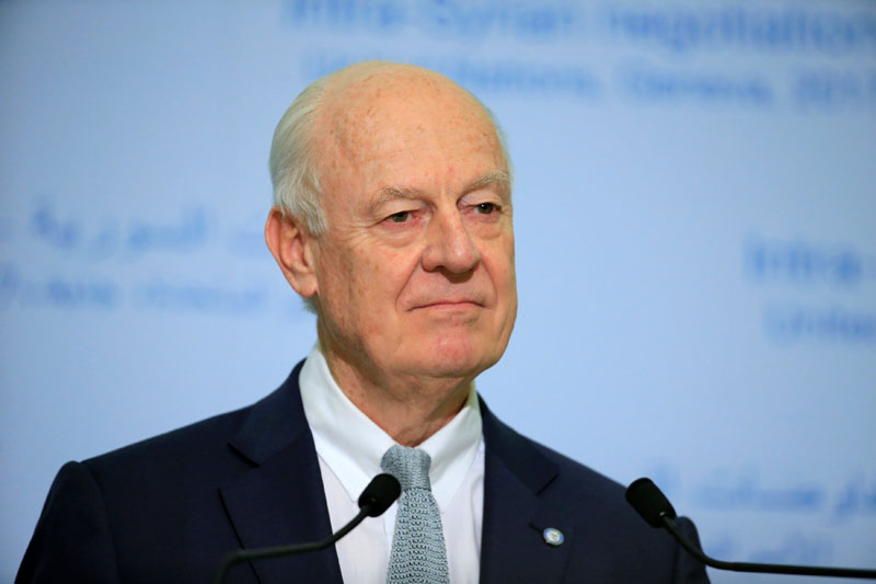 United Nations mediator for Syria Staffan de Mistura attends a news conference in the context of the resumption of intra-Syrian talks at the Palais des Nations in Geneva, Switzerland, on February 23, 2017. Photo: Reuters