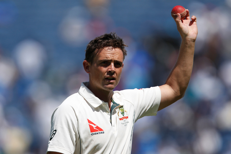 Australia's Steve O'Keefe acknowledges the crowd as he walks off the ground. Photo: Reuters