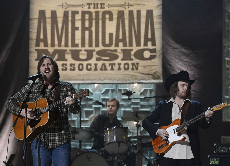 FILE - In this Sept. 17, 2014 file photo, Sturgill Simpson, left, performs during the Americana Music Honors and Awards show in Nashville, Tenn. Photo: AP