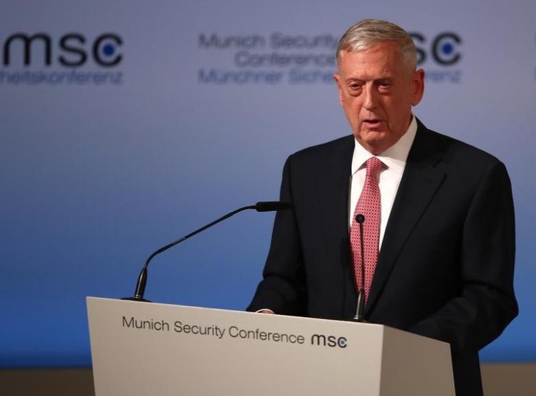 US Defense Secretary Jim Mattis speaks at the opening of the 53rd Munich Security Conference in Munich, Germany, February 17, 2017.  REUTERS/Michael Dalder
