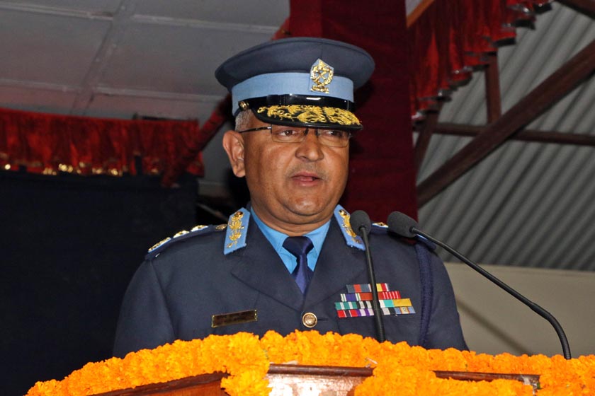IG Upendra Kant Aryal delivering his valedictory speech at a function organised at Nepal Police headquarters. Photo: RSS