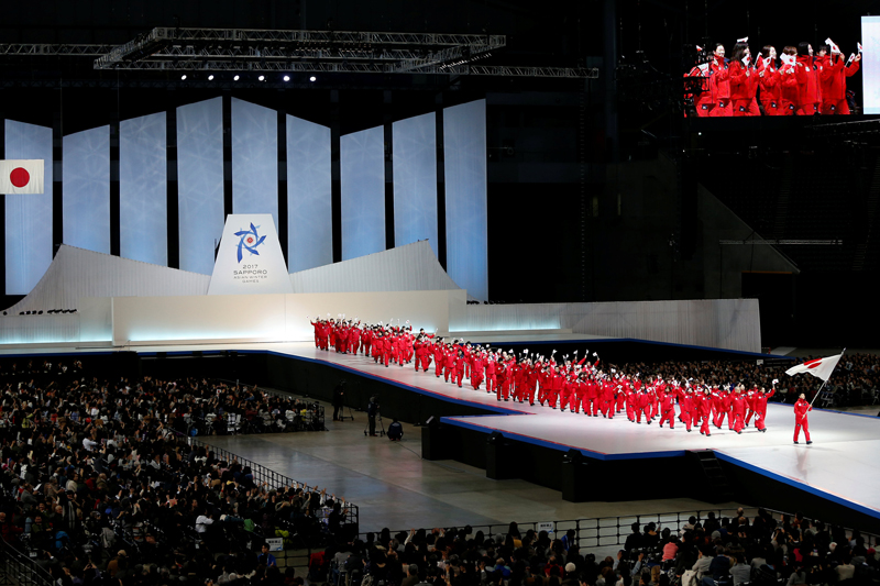 Athletes of Japan take part in the opening ceremony. Photo: Reuters