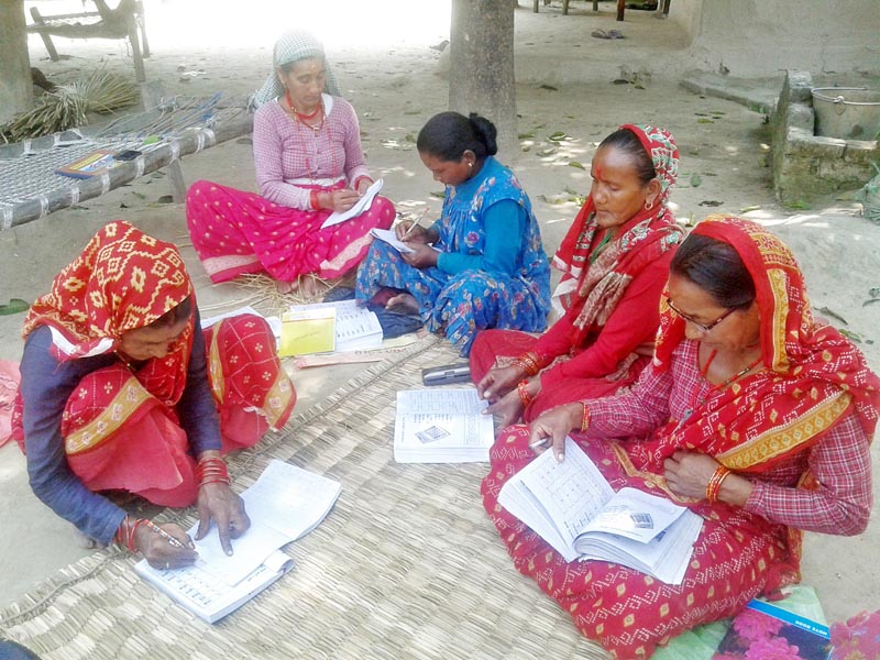 Elderly women attend an informal adult education class in Laxmipur of Kanchanpur distict, on Friday, March 31, 2017. Photo: RSS