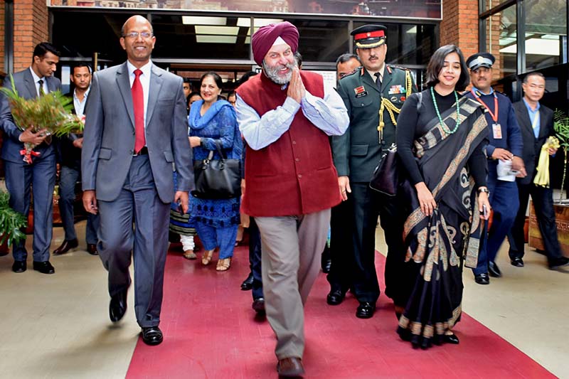 Newly appointed Ambassador of India to Nepal Manjeev Singh Puri exits the Tribhuvan International Airport, on Saturday, March 25, 2017. Photo Courtesy: Indian Embassy in Nepal