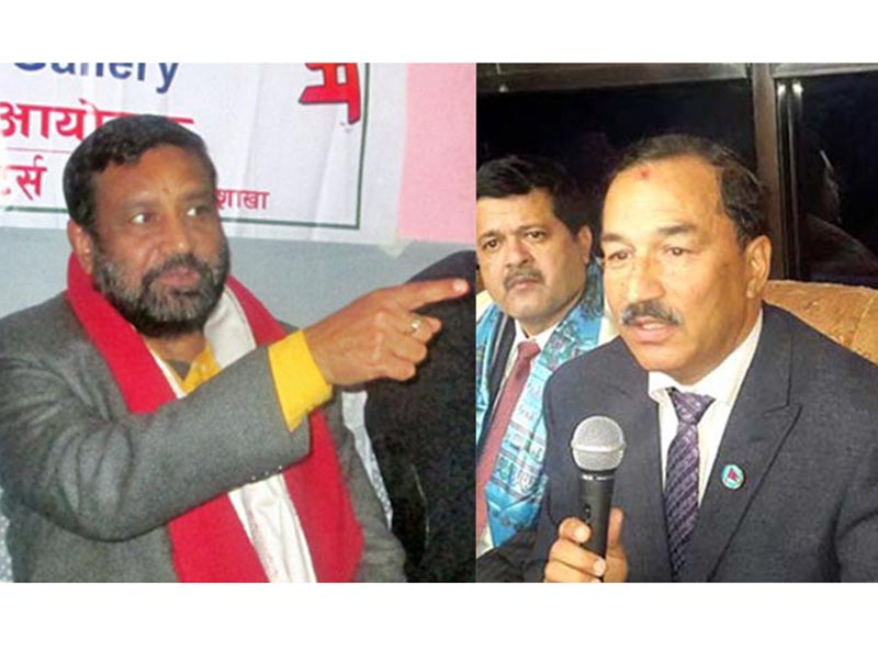 The combo of Deputy Prime Minister and Home Minister Bimalendra Nidhi (left) and Kamal Thapa. Photo: THT
