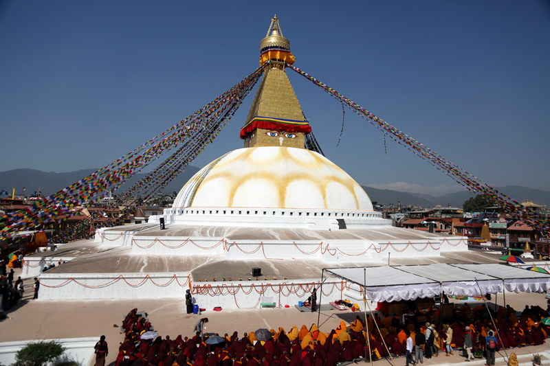 A spectacular view of Bouddhanath stupa located at Bouddha in Kathmandu valley as captured on Monday, March 6, 2017. Photo: RSS