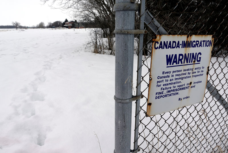 The former border crossing used by refugees as they walk from the United States to enter Canada at Emerson, Manitoba, Canada, on February 25, 2017. Photo: Reuters