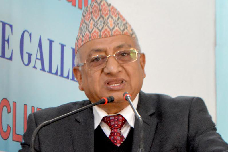 Nepal's Ambassador to India, Deep Kumar Upadhyay speaks at an interaction programme organised by Reporters Club in Kathmandu, on Friday, March 3, 2017. Courtesy: Reporters Club