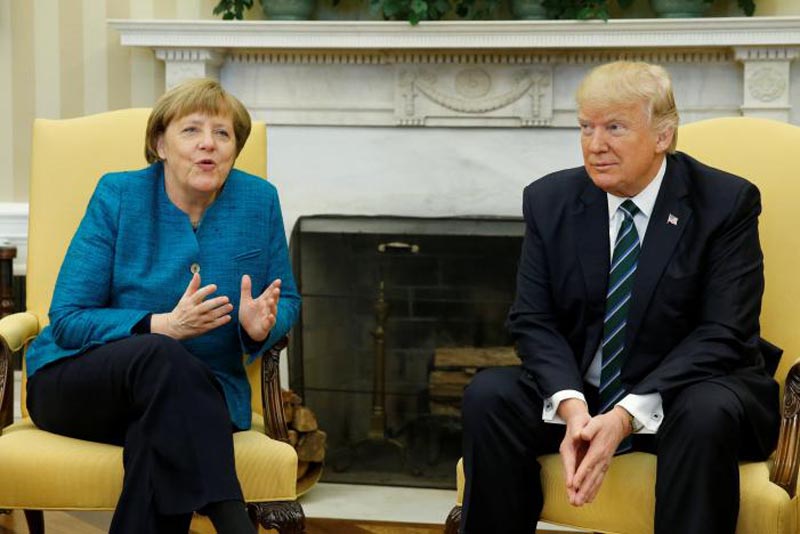 US President Donald Trump meets with Germany's Chancellor Angela Merkel in the Oval Office at the White House in Washington, US on March 17, 2017. Photo: Reuters