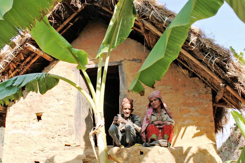 A handicapped couple languish at their house in Rukum district, as captured on Friday, March 17, 2017. Photo: RSS