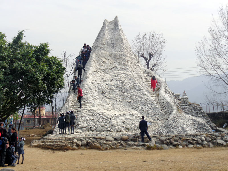 Visitors climb a replica of Mount Manaslu at the International Mountaineering Museum in Pokhara of Kaski district on on Thursday, March 9, 2017. Photo: RSS