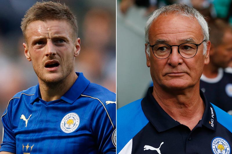Leicester City's Jamie Vardy and Claudio Ranieri. Photos: Reuters