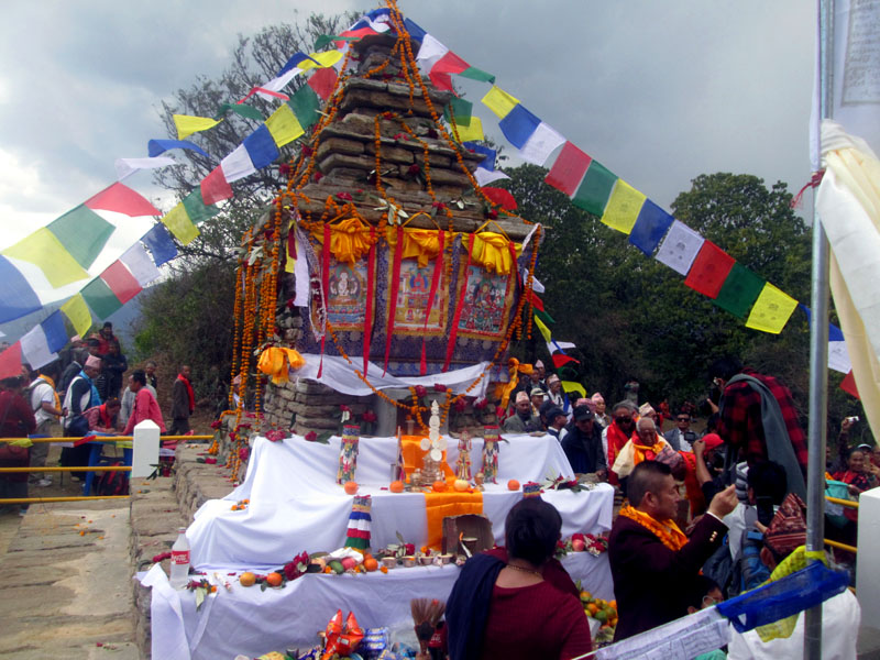 A Buddhist shrine constructed by locals in the memory of their deceased ancestors in Tangting village of Namarjung in Kaski district is seen on the picture taken on March 5, 2017. Photo: Rishi Ram Baral