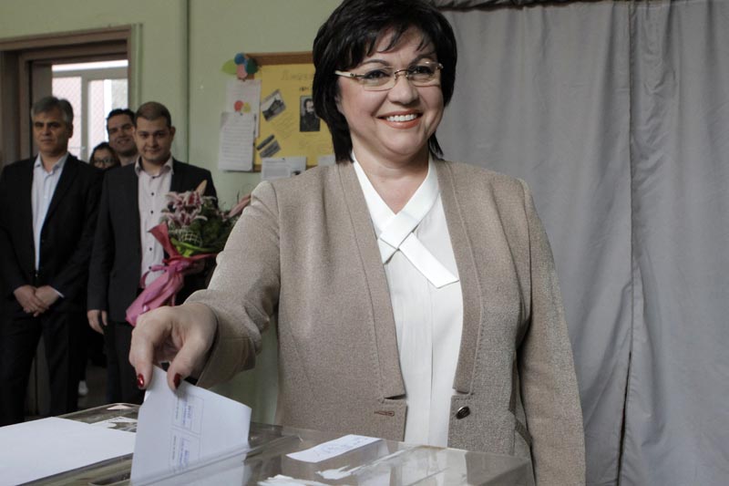 Bulgarian Socialists' Party leader Kornelia Ninova smiles as she casts her vote in Sofia on Sunday, March 26, 2017. Photo: AP
