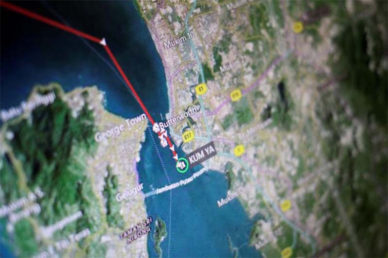 An Eikon ship-tracking screen shows the position of the North Korean ship Kum Ya off Penang, on March 29, 2017. Photo: Reuters