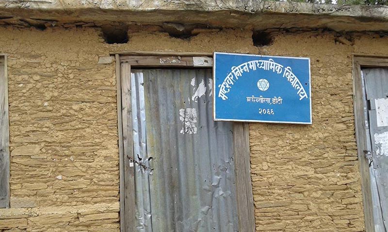 A view of Masteshwor Lower Secondary School that only has one teacher after the CIAA suspended four teachers for investigation, in Silgadi Municipality, Doti, on Tuesday, March 28, 2017. Photo: THT
