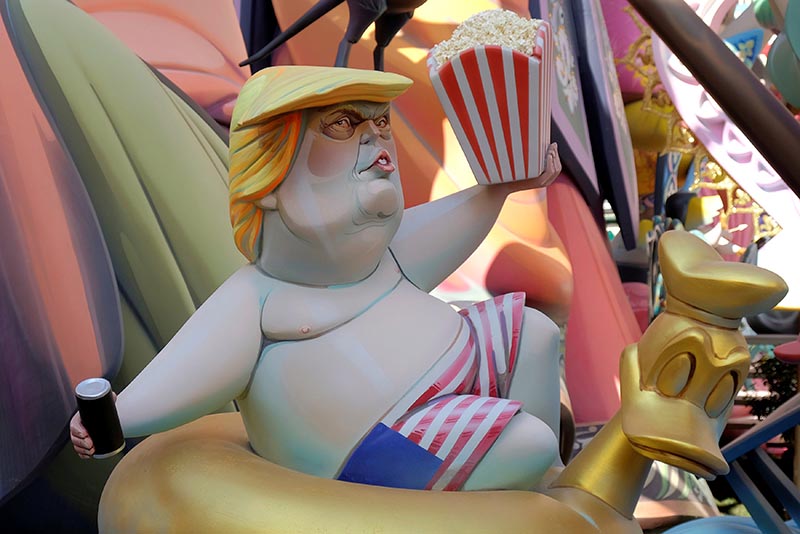 A figure of a Fallas monument pictures U.S. President Donald Trump during the Fallas festival in Valencia, on Spain, March 16, 2016. Photo: REUTERS