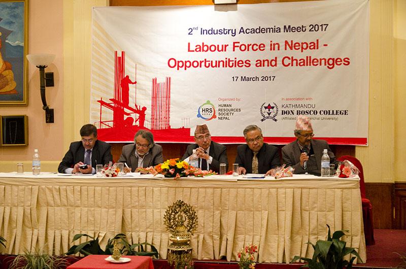 Human Resources Society Nepal in association with Kathmandu Don Bosco College (KDBC) organises the 2nd Industry Academia Meet 2017 in Kathmandu on Friday, March 17, 2017. Photo Courtesy: KDBC