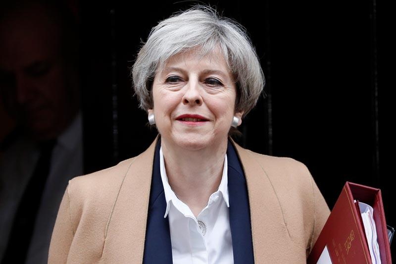 Britain's Prime Minister Theresa May leaves 10 Downing Street in London, March 29, 2017. Photo: Reuters