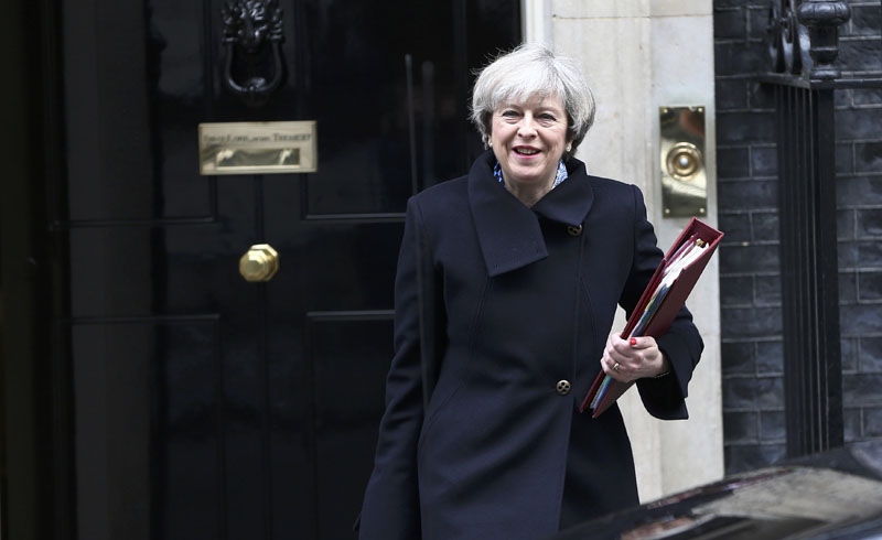 Britain's Prime Minister Theresa May leaves Downing Street in London, Britain, on March 1, 2017. Photo: Reuters