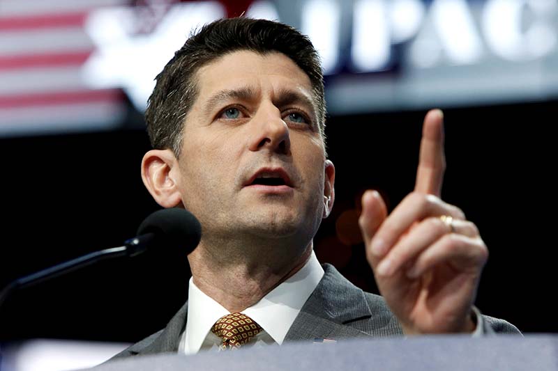 US House of Representatives Speaker of the House Paul Ryan speaks to the American Israel Public Affairs Committee (AIPAC) policy conference in Washington, US, on March 27, 2017. Photo: Reuters
