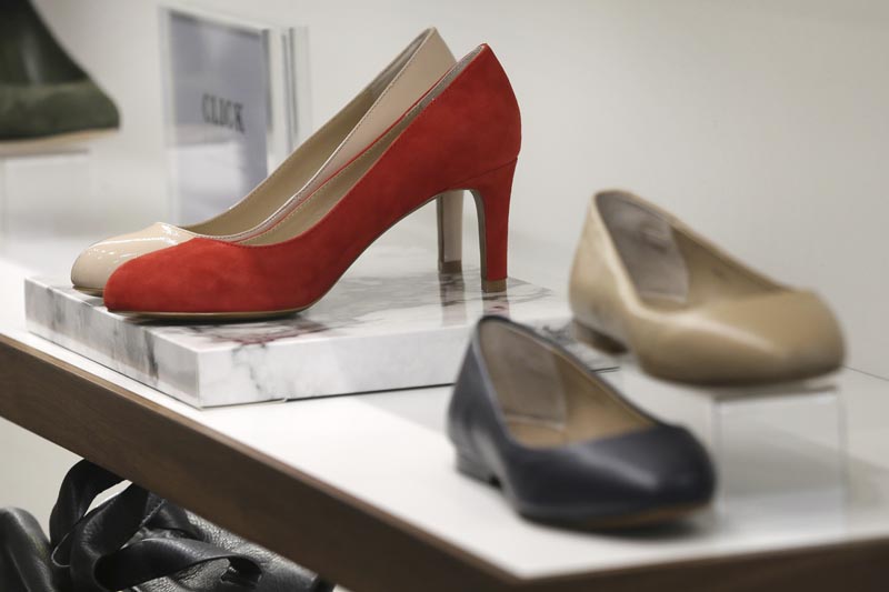 FILE - This is a  Monday March 6, 2017 file photo of high heels are on display in a store in London. Photo: AP