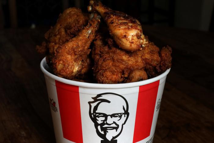 A Kentucky Fried Chicken bucket of mixed fried and grilled chicken. Photo: Reuters