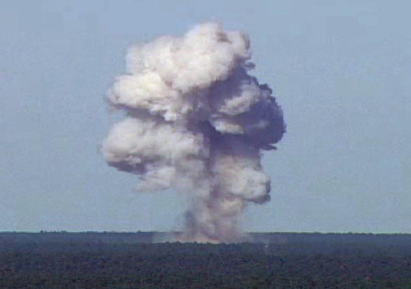 The GBU-43/B, also known as the Massive Ordnance Air Blast, detonates during a test at Eglain Air Force Base, Florida, US,  November 21, 2003 in this handout photo provided April 13, 2017. Photo: Reuters