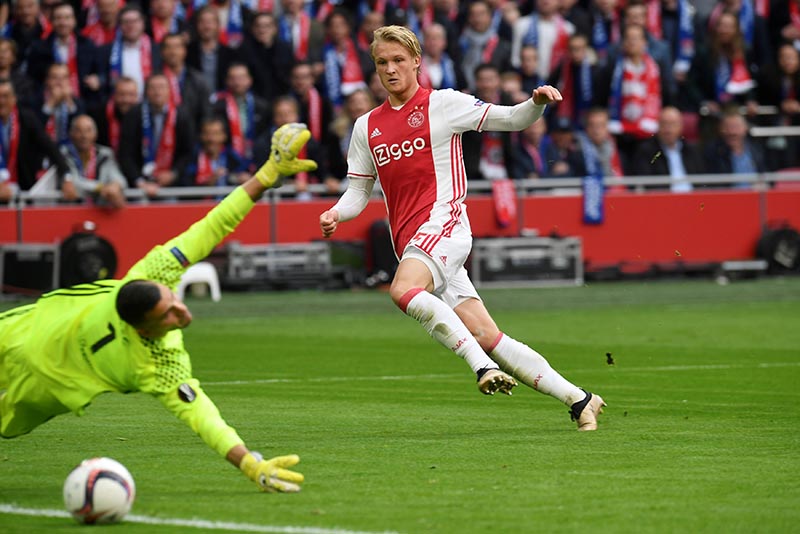 Ajax's Kasper Dolberg in action. Photo: Reuters
