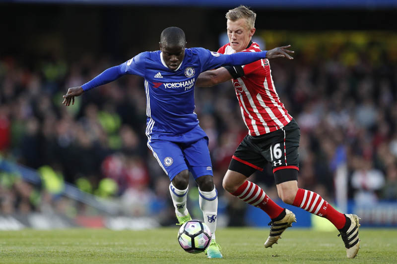Chelsea's N'Golo Kante in action with Southampton's James Ward-Prowse. Photo: Reuters