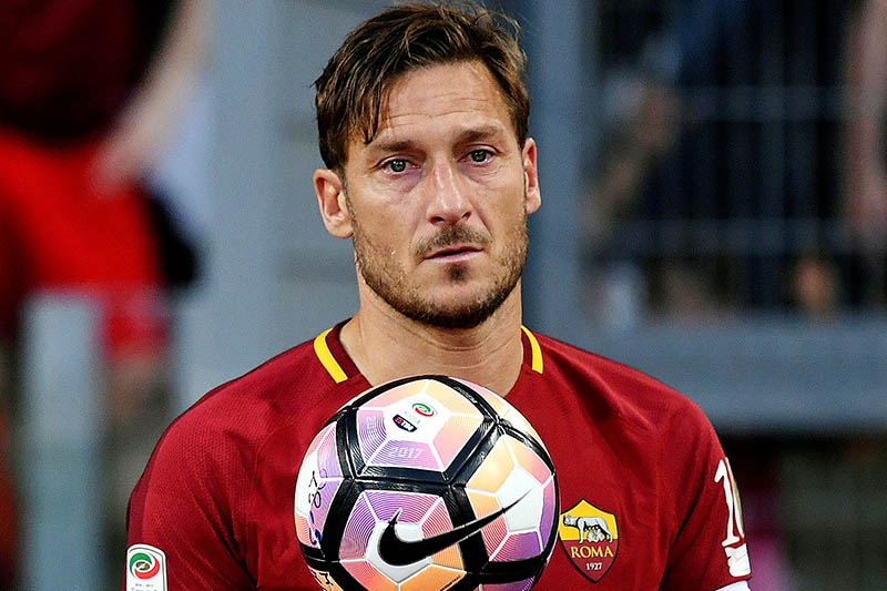 Romau2019s Francesco Totti after his last game. Photo: Reuters