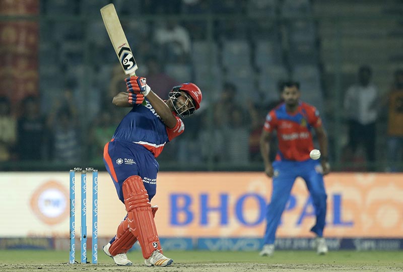 Delhi Daredevils' Rishab Pant plays a shot during the Indian Premier League (IPL) cricket match against Gujarat Lions in New Delhi, India, on Thursday, May 4, 2017. Photo: AP