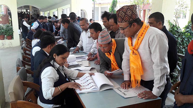 Various political parties registering local level candidates nomination papers in Kathmandu Metropolitan City, on Tuesday, May 2, 2017. Photo: RSS