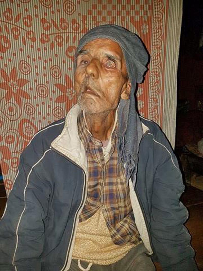 An 80-year-old absconding murder convict Parme Bhatta, who was arrested on Monday after 32 years from Purchaudi Municipality-2 in Baitadi district, on  Thursday, May 18, 2017. Photo: RSS