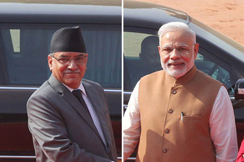 In this combo image, Indian Prime Minister Narendra Modi (right) and Nepal's Prime Minsiter Narendra Modi (left) in New Delhi, India on September 16, 2016. Photo courtesy: MEAIndia twitte/Vikas Swarup