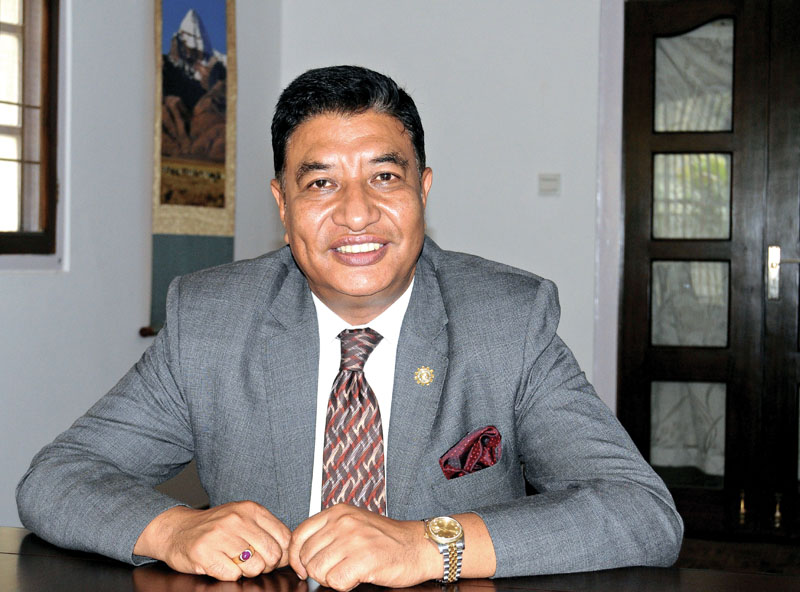 Interview with the Nepal Chamber of Commerce President Rajesh Kazi Shrestha in Kathmandu on Sunday, May 28, 2017. Photo: Bal Krishna Thapa/ THT
