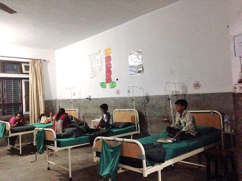 Patients suffering from food poisoning receiving treatment at Sukraraj Tropical and Infectious Disease Hospital, in Teku, Kathmandu, on Thursday, May 25, 2017. Photo: THT